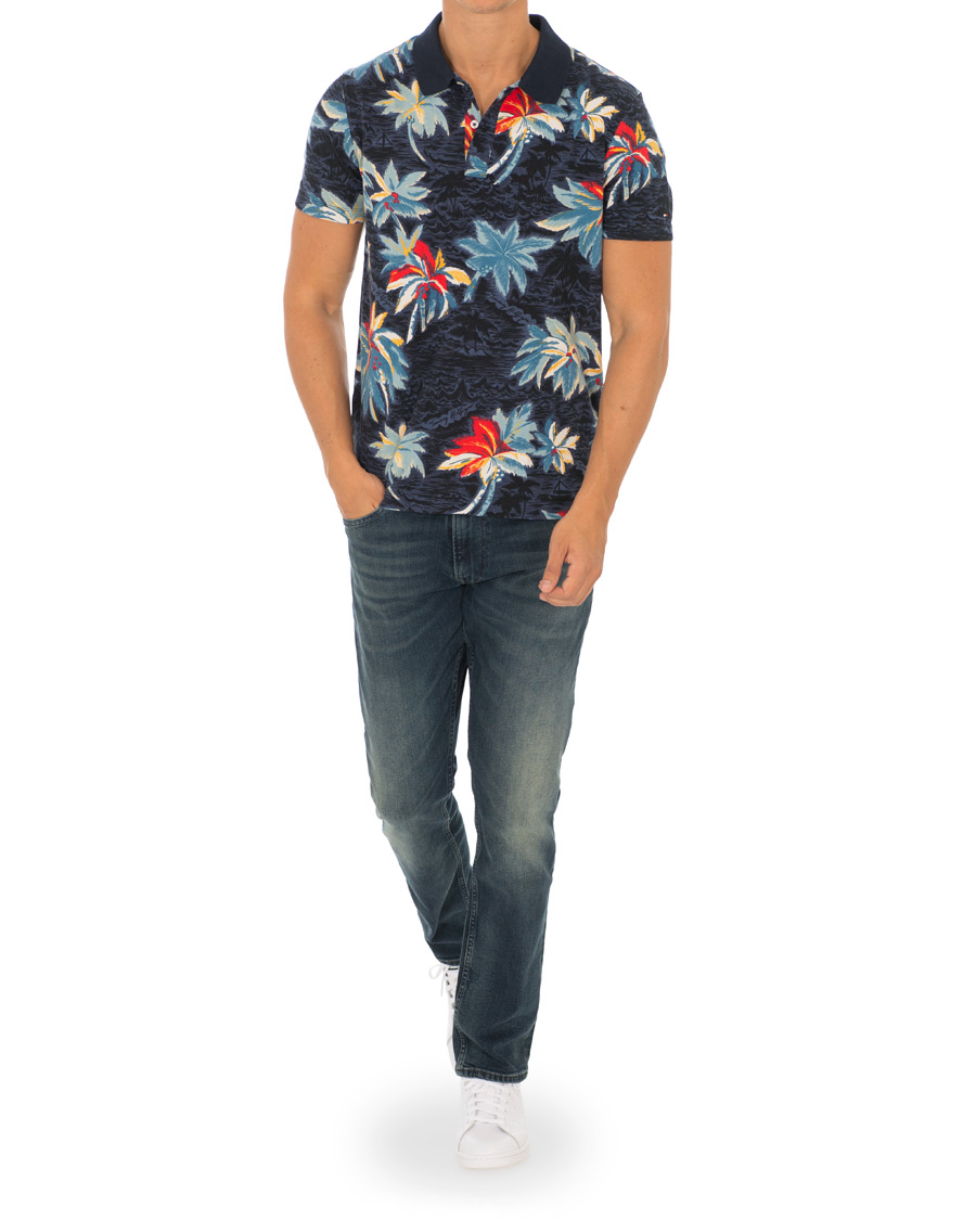Herr | Pikéer | Tommy Hilfiger | All Over Flower Print Polo Vintage Indigo