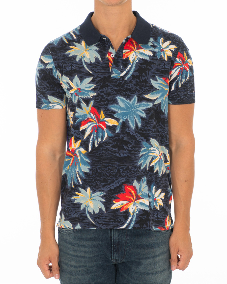 Herr | Pikéer | Tommy Hilfiger | All Over Flower Print Polo Vintage Indigo
