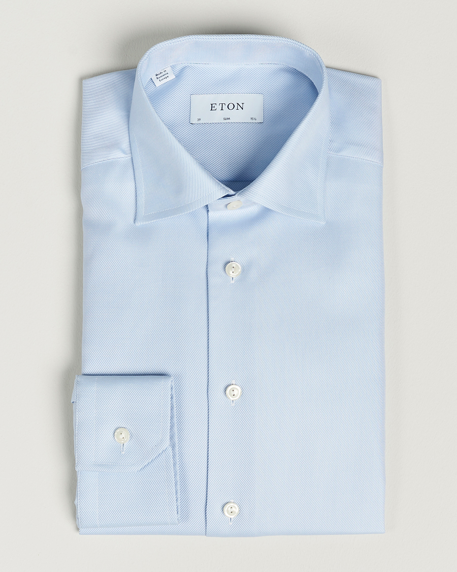 Herr | Skjortor | Eton | Slim Fit Textured Twill Shirt Blue