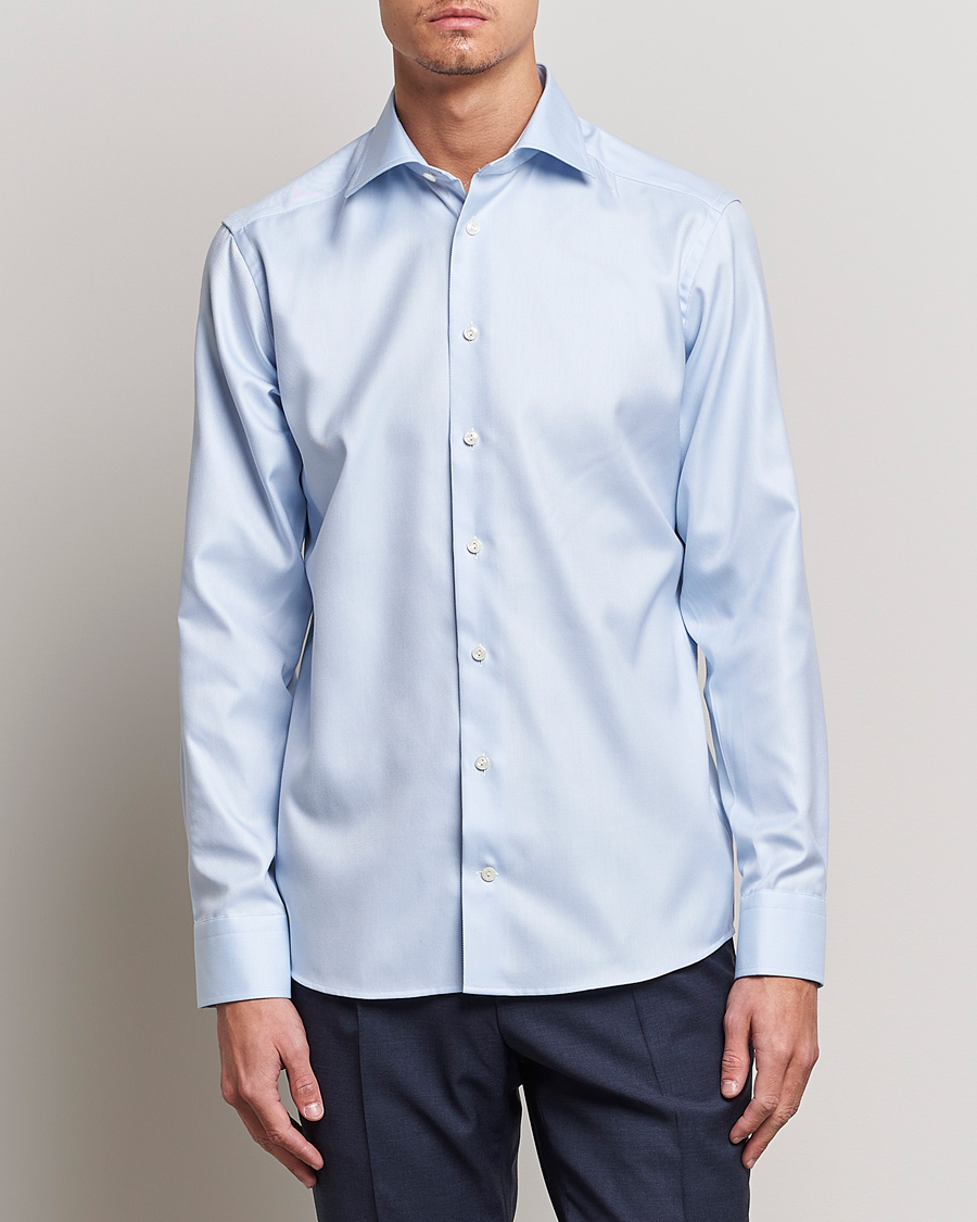 Herr | Skjortor | Eton | Slim Fit Textured Twill Shirt Blue