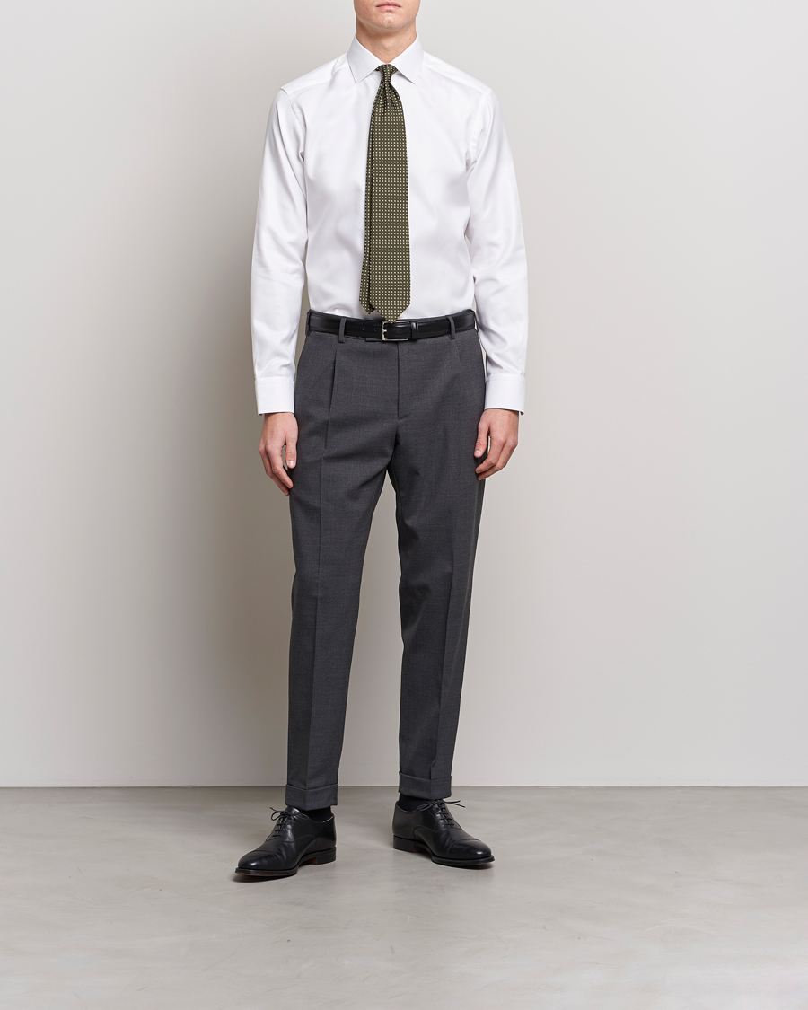 Herre | Businesskjorter | Eton | Slim Fit Textured Twill Shirt White