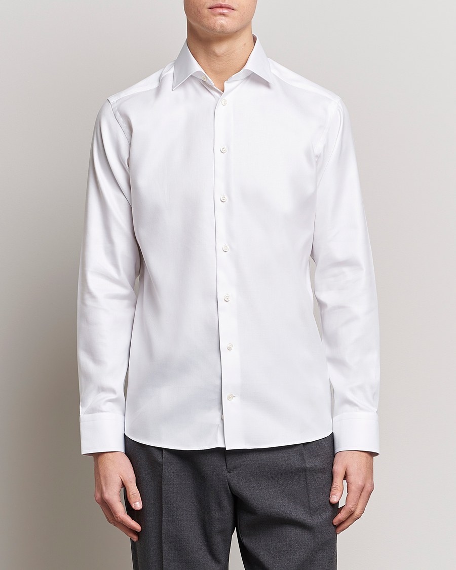 Herr | Mörk kostym | Eton | Slim Fit Textured Twill Shirt White