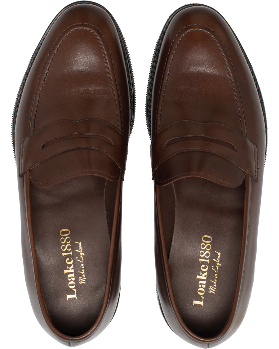 Loake 1880 MTO Whitehall Penny Loafer Dark Brown Calf | Herr - Care of Carl