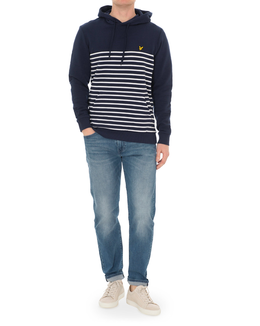 Herr | Tröjor | Lyle & Scott | Stripe Hoodie Navy/White