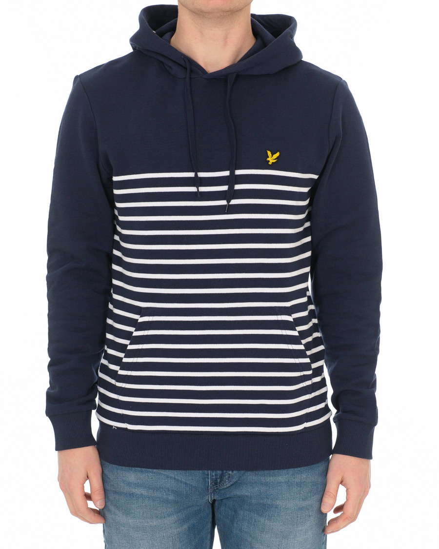 Herr | Tröjor | Lyle & Scott | Stripe Hoodie Navy/White