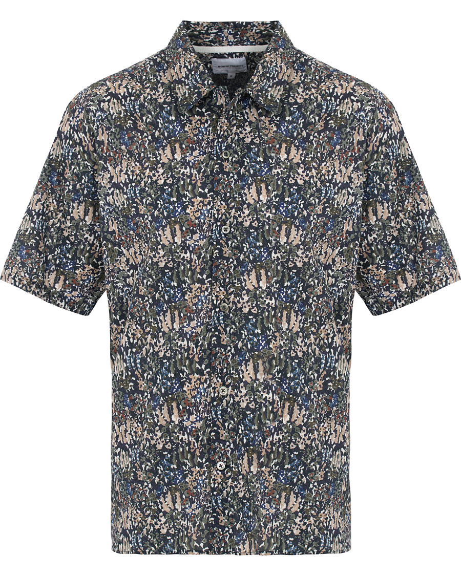 Herr | Skjortor | Norse Projects | Liberty London Short Sleeve Casual Shirt Ivy Green