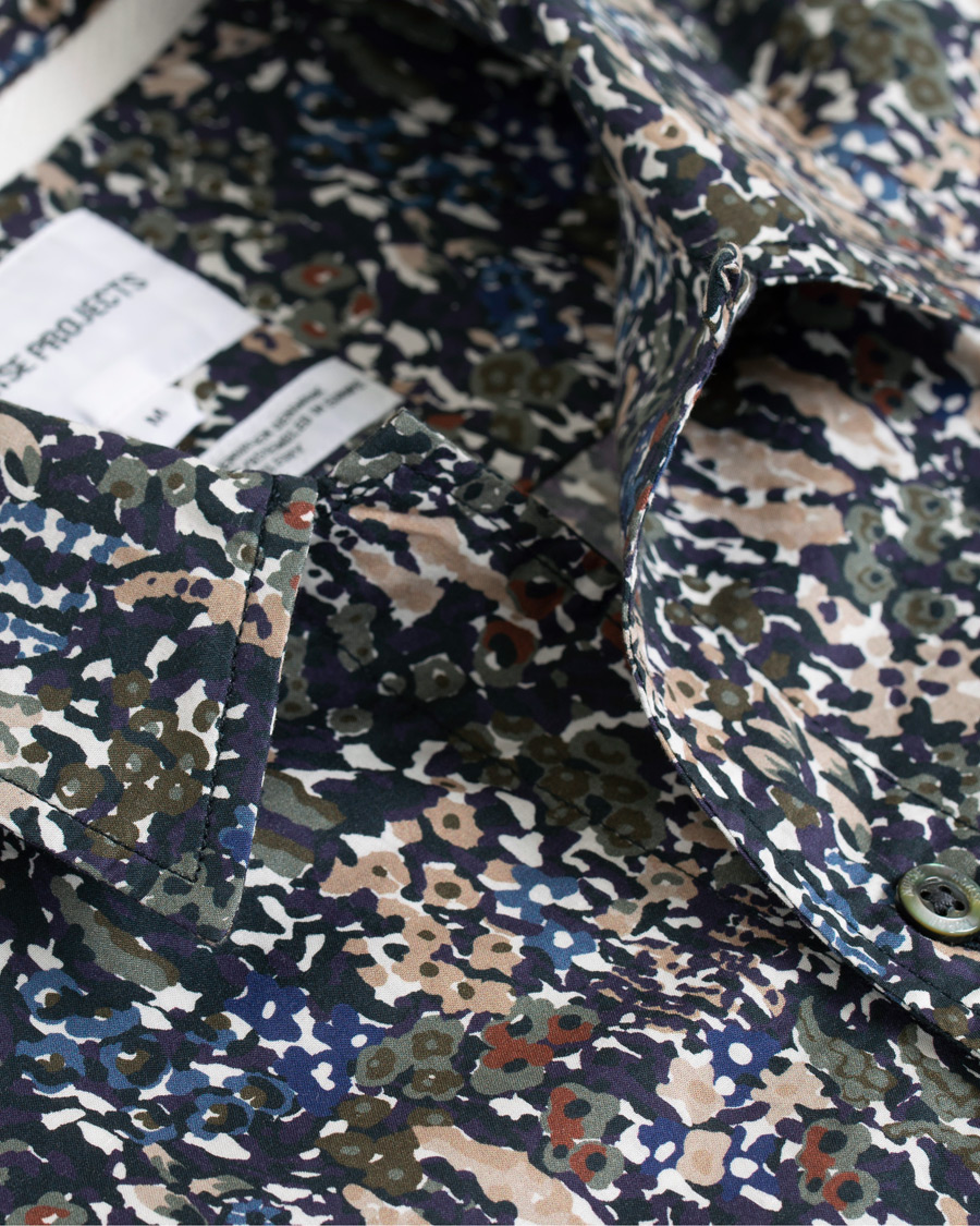 Herr | Skjortor | Norse Projects | Liberty London Short Sleeve Casual Shirt Ivy Green