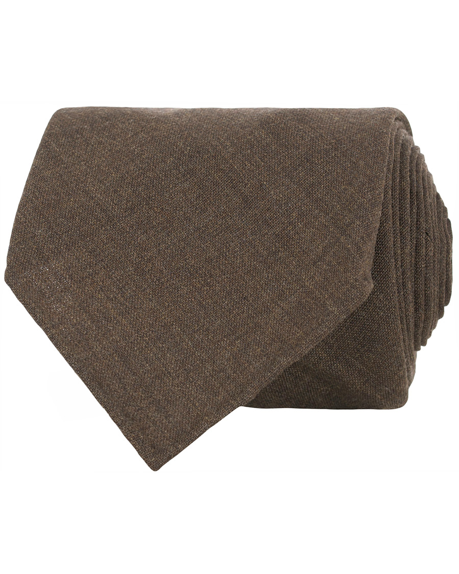 Herr | Berg&Berg Handrolled Seven Fold Wool 8 cm Tie Tobacco | Berg&Berg | Handrolled Seven Fold Wool 8 cm Tie Tobacco