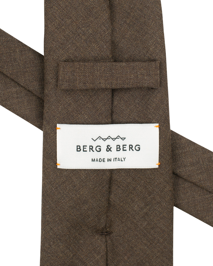 Herr | Berg&Berg Handrolled Seven Fold Wool 8 cm Tie Tobacco | Berg&Berg | Handrolled Seven Fold Wool 8 cm Tie Tobacco