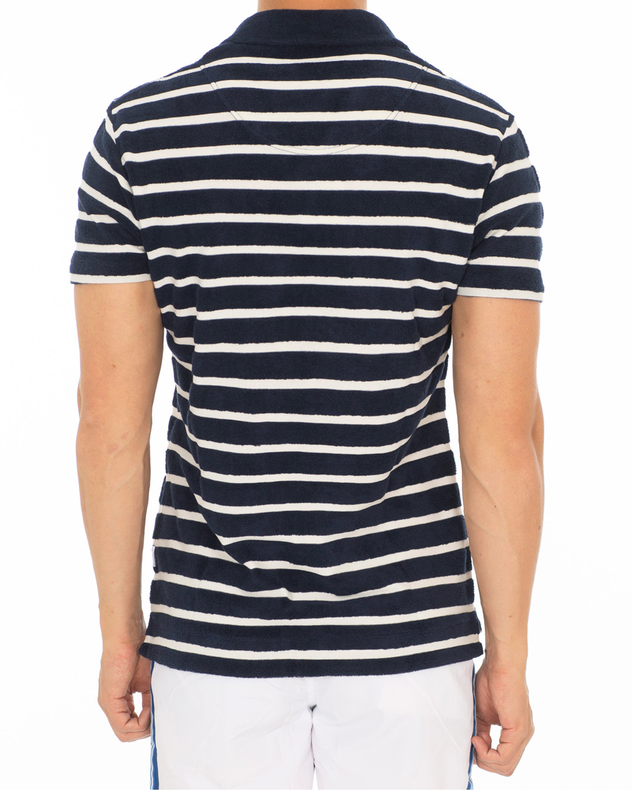 Herr | Pikéer | Orlebar Brown | Terry Hudson Towelling Stripe Polo Navy/Shell