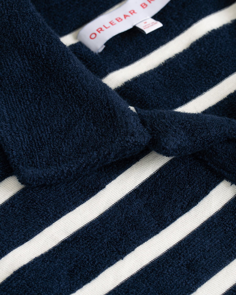 Herr | Pikéer | Orlebar Brown | Terry Hudson Towelling Stripe Polo Navy/Shell
