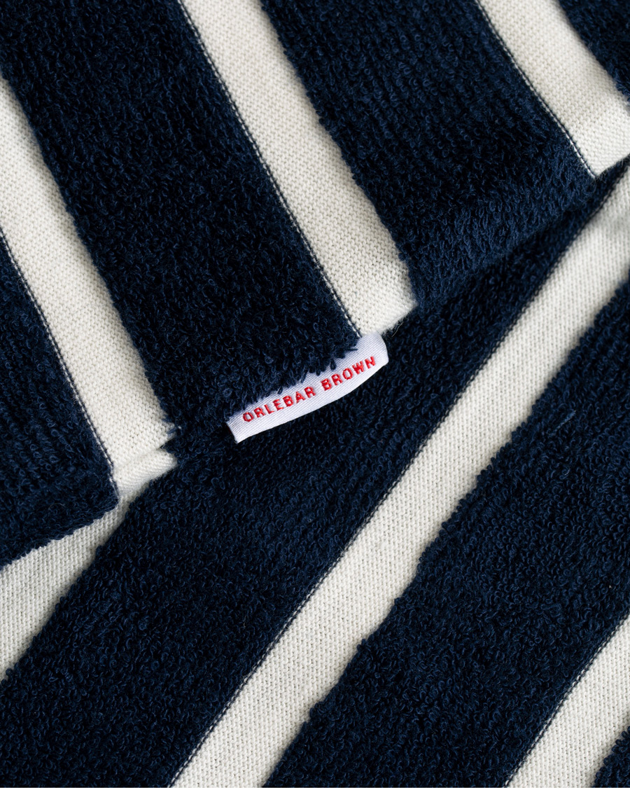 Herr | Pikéer | Orlebar Brown | Terry Hudson Towelling Stripe Polo Navy/Shell