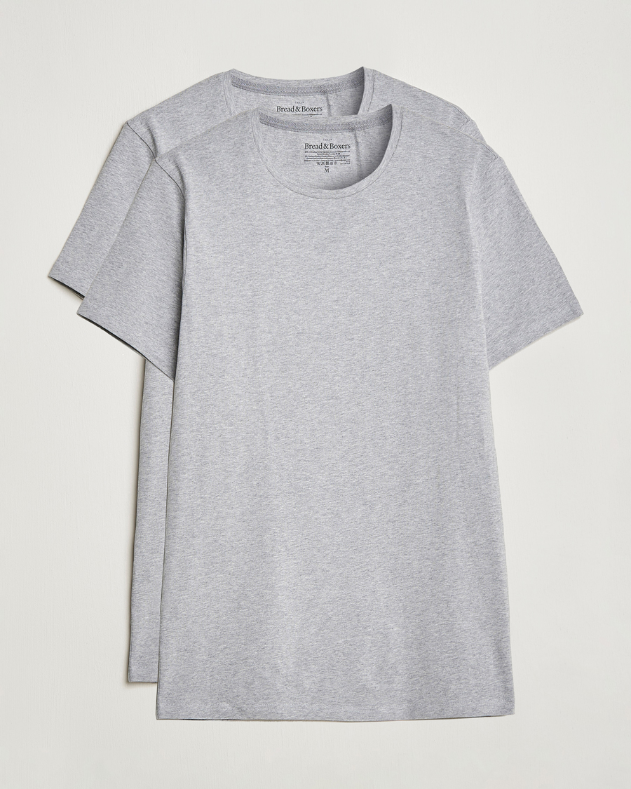 Herr | T-Shirts | Bread & Boxers | 2-Pack Crew Neck Tee Grey Melange