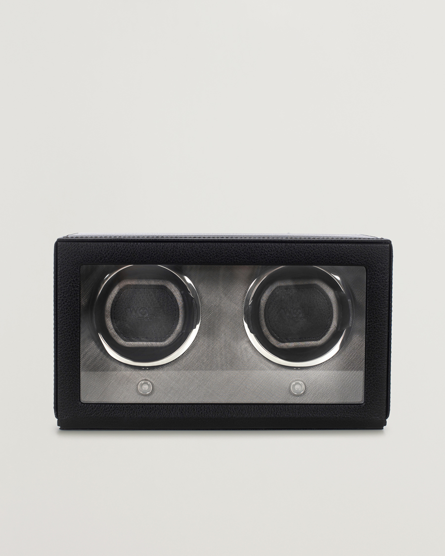 Herr | Klock- & smyckesetuin | WOLF | Cub Double Winder With Cover Black