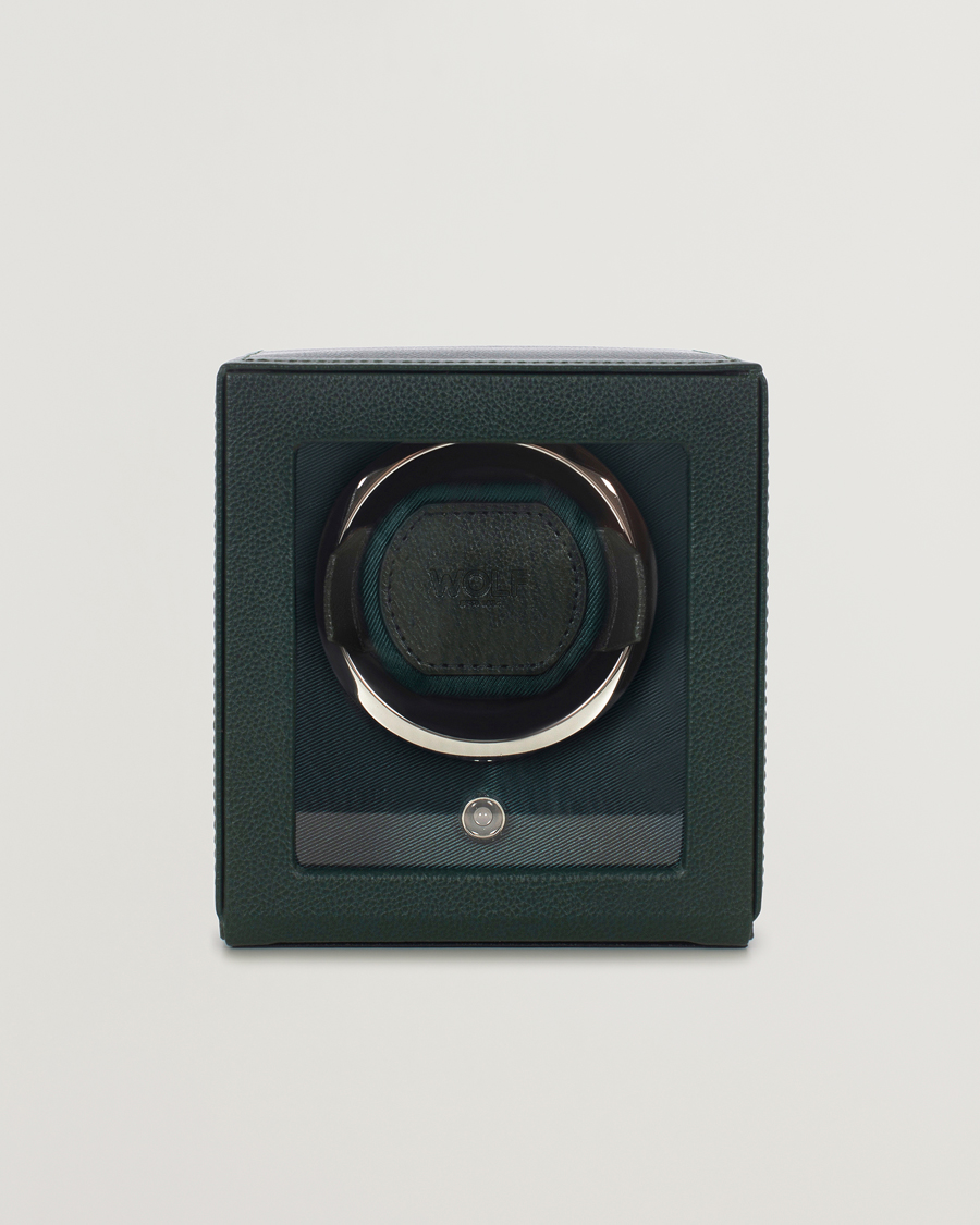 Herr | Klock- & smyckesetuin | WOLF | Cub Single Winder With Cover Green