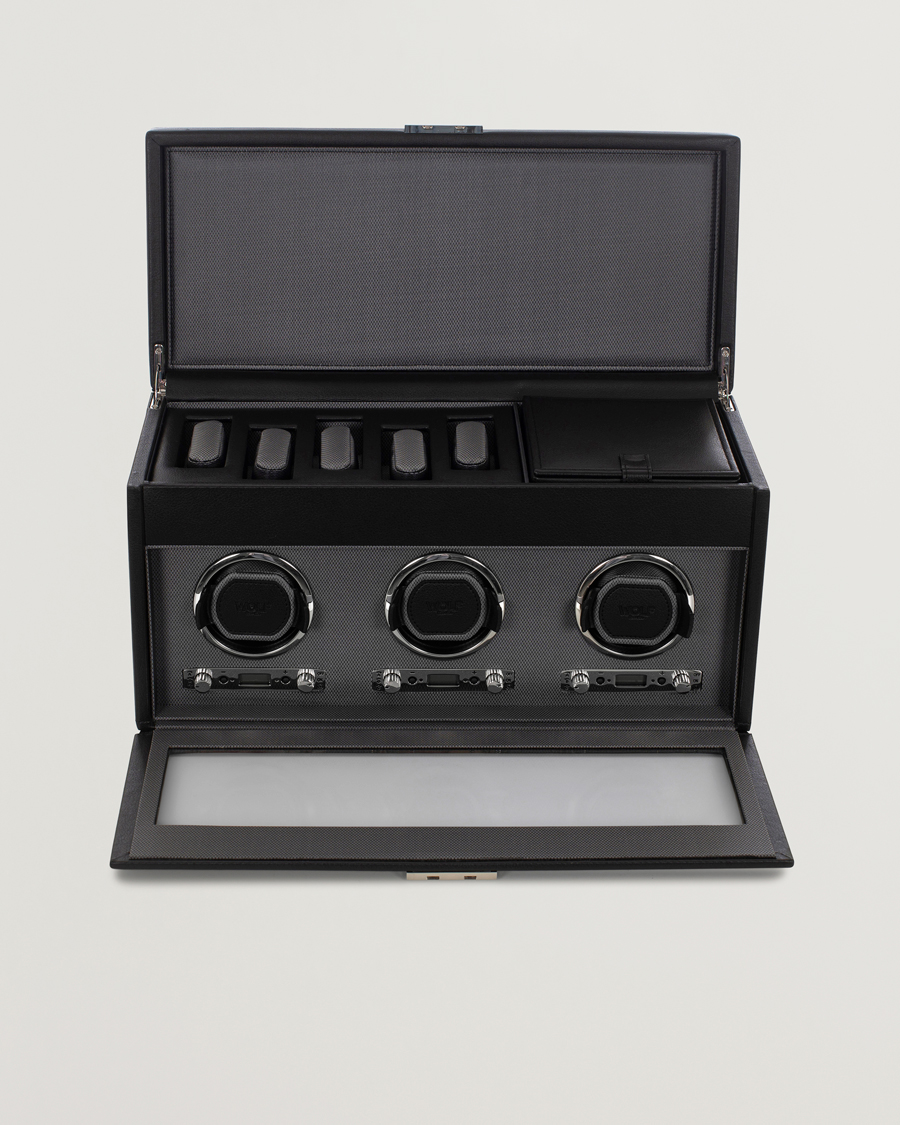 Herr | Klock- & smyckesetuin | WOLF | Viceroy Triple Winder with Storage and Travel Case Black