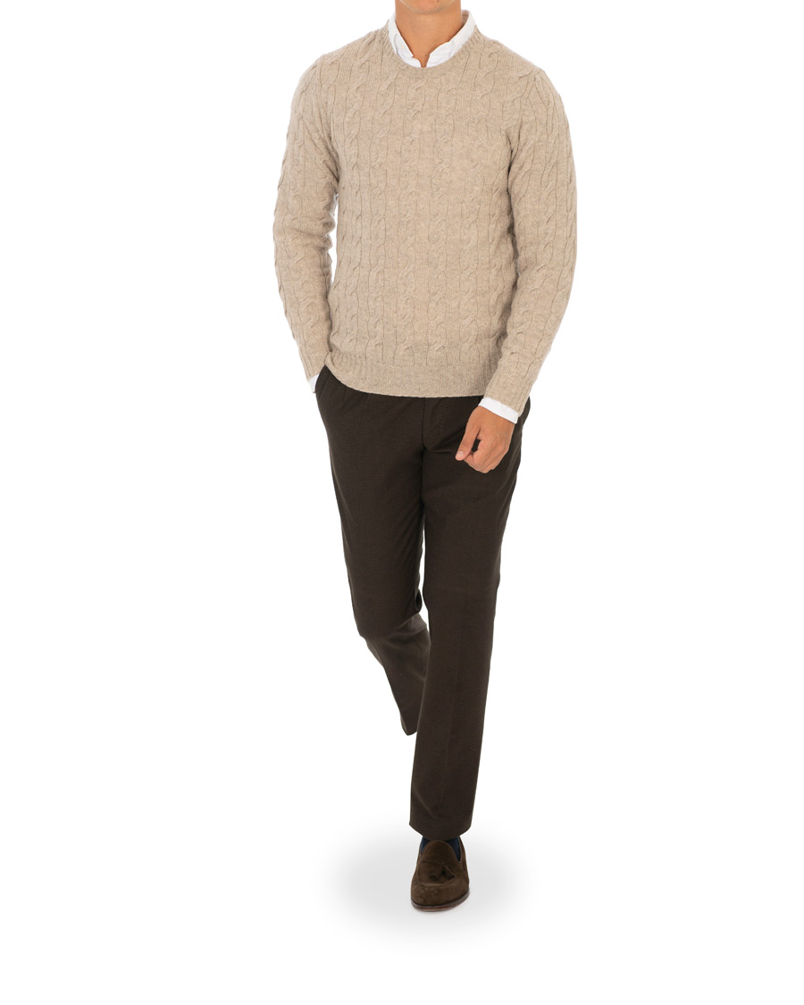 Herr | Tröjor | Ralph Lauren Purple Label | Cashmere Cable Knit Oat Melange