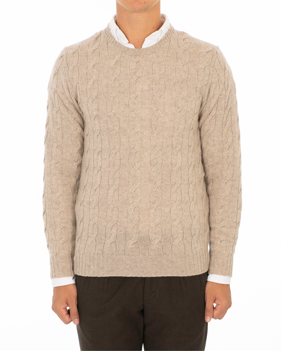 Herr | Tröjor | Ralph Lauren Purple Label | Cashmere Cable Knit Oat Melange