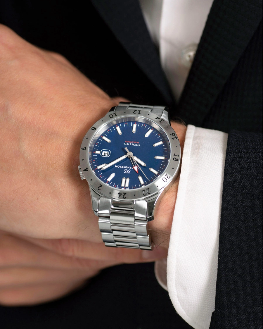 Herr | Sjöö Sandström Royal Steel Worldtimer 41mm Blue with Steel | Sjöö Sandström | Royal Steel Worldtimer 41mm Blue with Steel