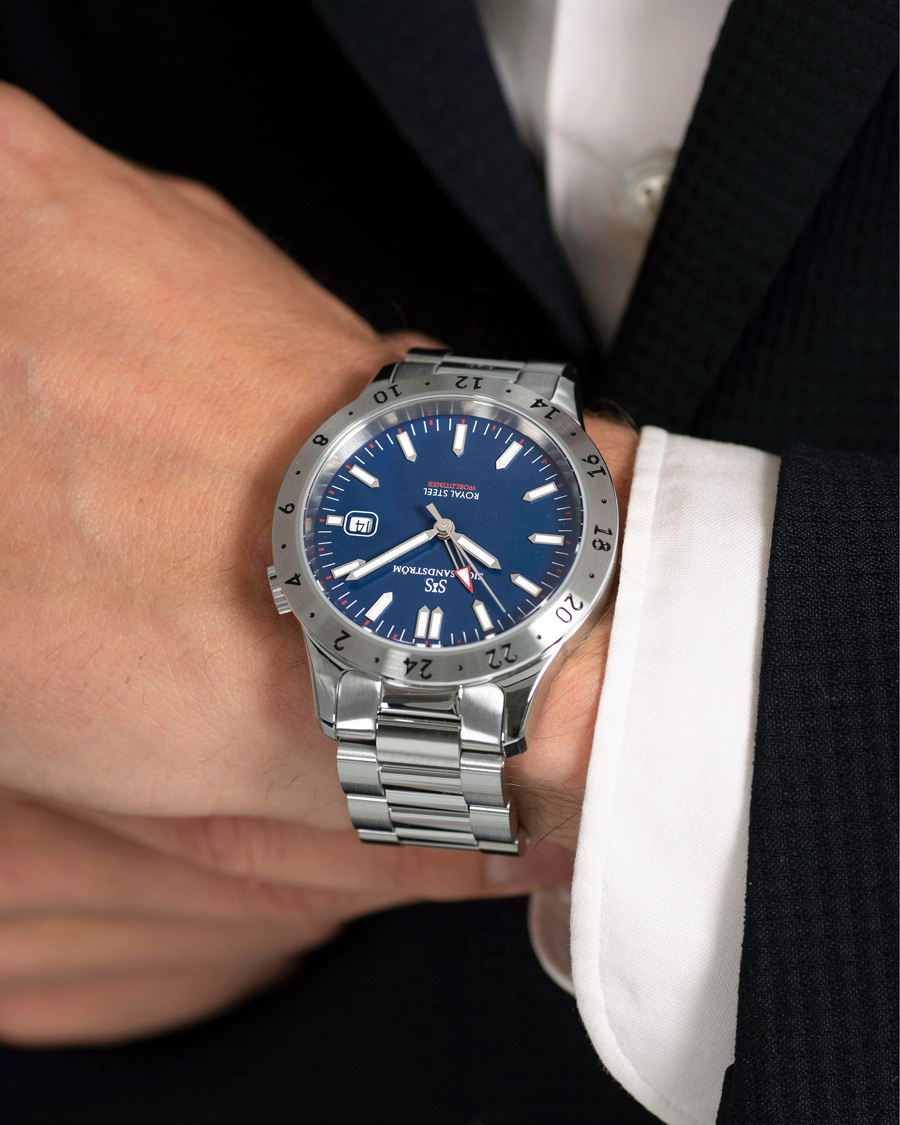 Herr | Sjöö Sandström Royal Steel Worldtimer 41mm Blue with Steel | Sjöö Sandström | Royal Steel Worldtimer 41mm Blue with Steel