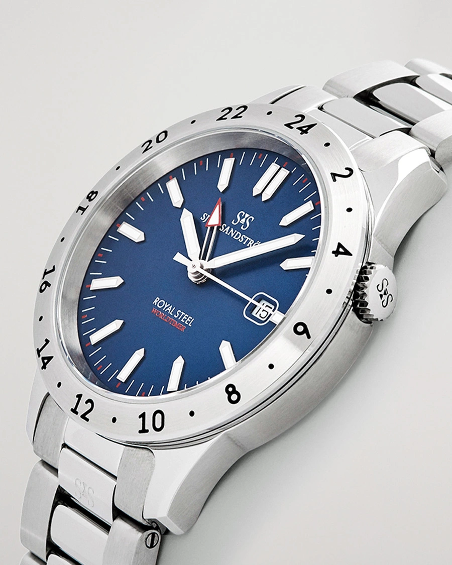 Herr | Sjöö Sandström Royal Steel Worldtimer 41mm Blue with Steel | Sjöö Sandström | Royal Steel Worldtimer 41mm Blue with Steel