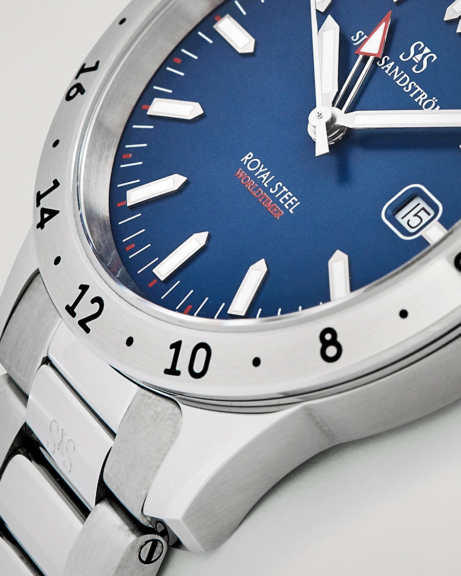 Herr | Sjöö Sandström Royal Steel Worldtimer 41mm Blue with Steel | Sjöö Sandström | Royal Steel Worldtimer 41mm Blue with Steel