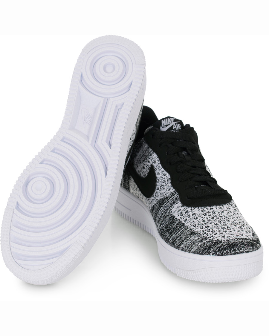Herr | Nike Air Force 1 Flyknit Sneaker Black/Platinum | Nike | Air Force 1 Flyknit Sneaker Black/Platinum