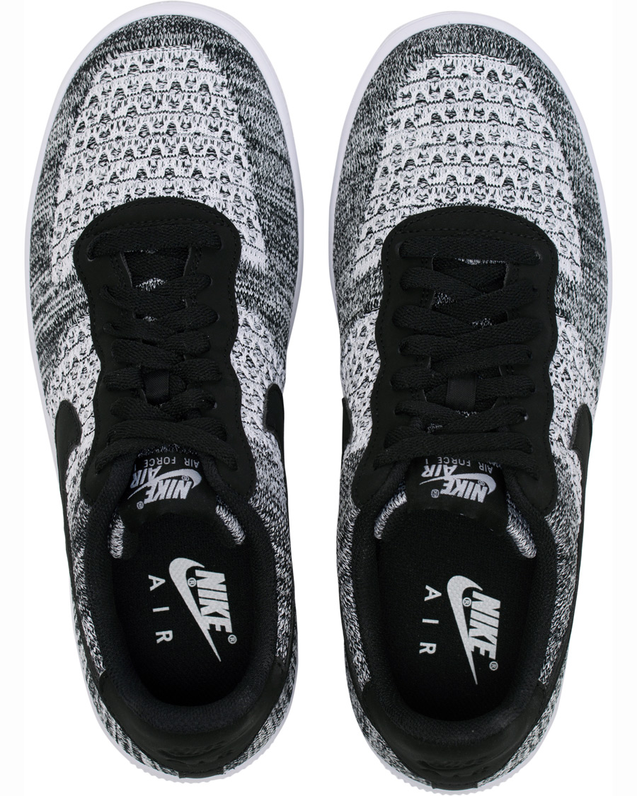 Herr | Nike Air Force 1 Flyknit Sneaker Black/Platinum | Nike | Air Force 1 Flyknit Sneaker Black/Platinum