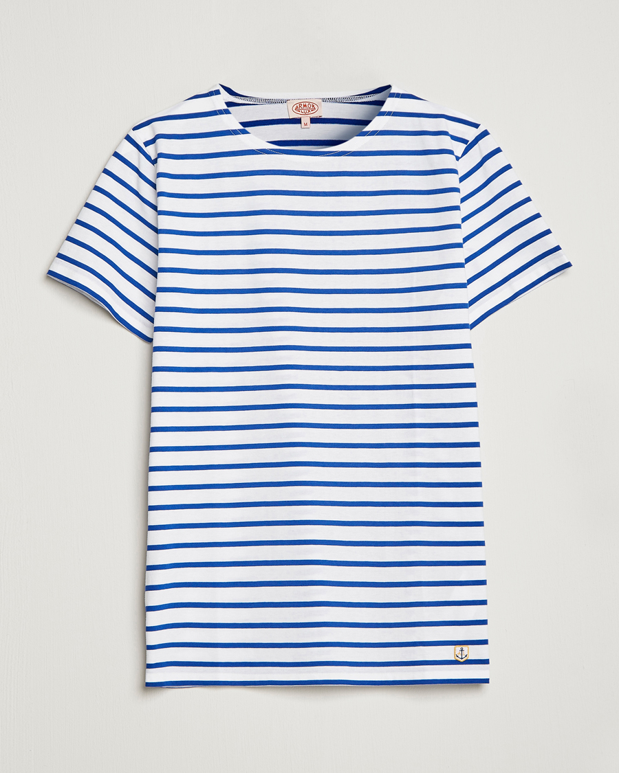 Herr | T-Shirts | Armor-lux | Hoëdic Boatneck Héritage Stripe T-shirt White/Blue