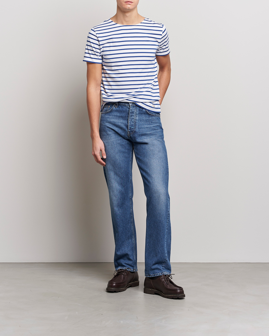 Herr | T-Shirts | Armor-lux | Hoëdic Boatneck Héritage Stripe T-shirt White/Blue