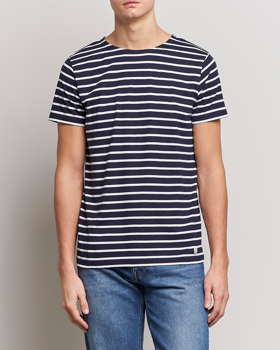 Herr | Contemporary Creators | Armor-lux | Hoëdic Boatneck Héritage Stripe T-shirt Navy/White