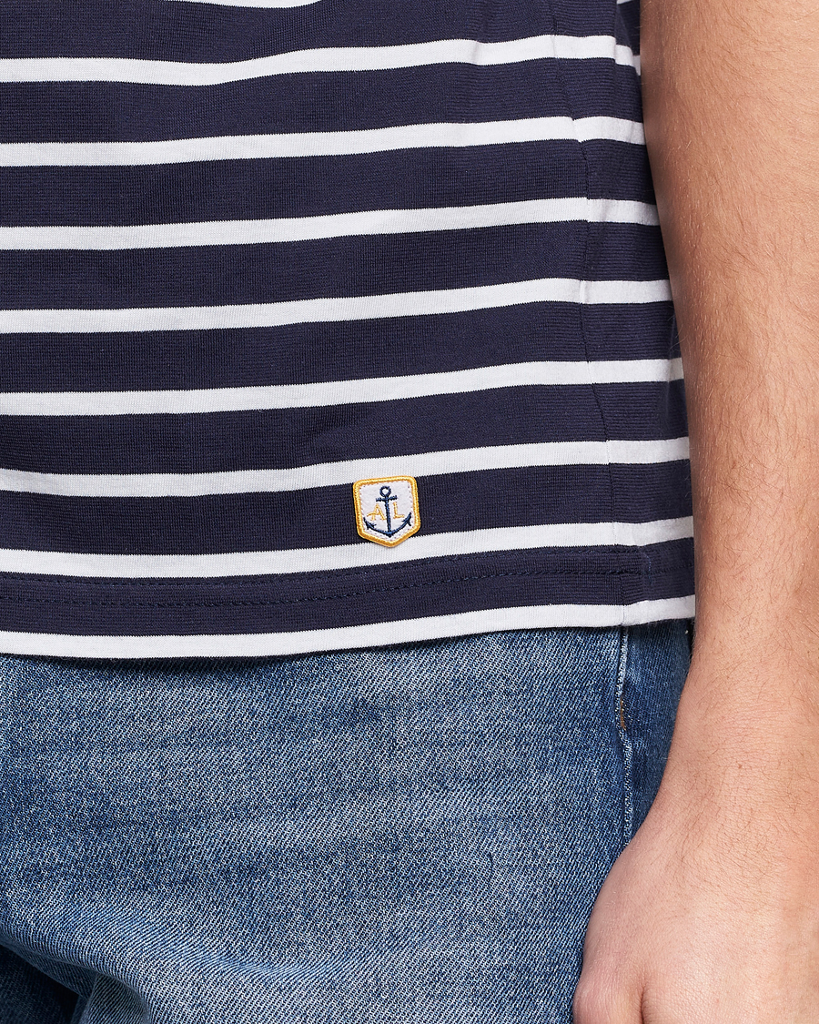 Herr | T-Shirts | Armor-lux | Hoëdic Boatneck Héritage Stripe T-shirt Navy/White