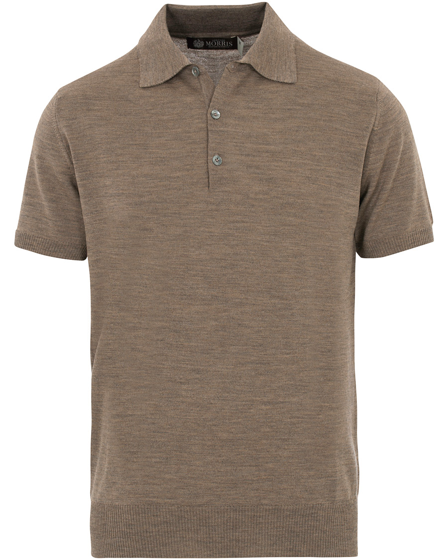 Herr | Pikéer | Morris Heritage | Knitted Short Sleeve Poloshirt Brown