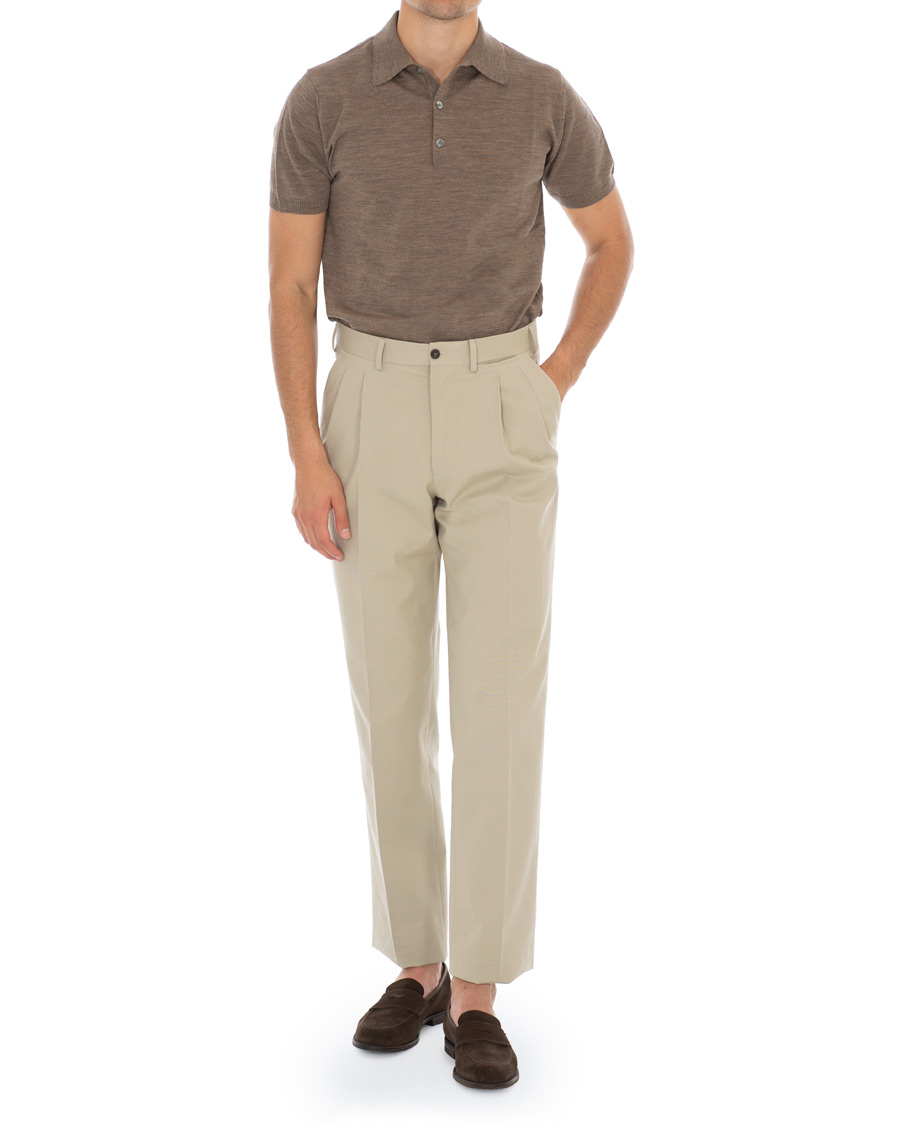 Herr | Pikéer | Morris Heritage | Knitted Short Sleeve Poloshirt Brown