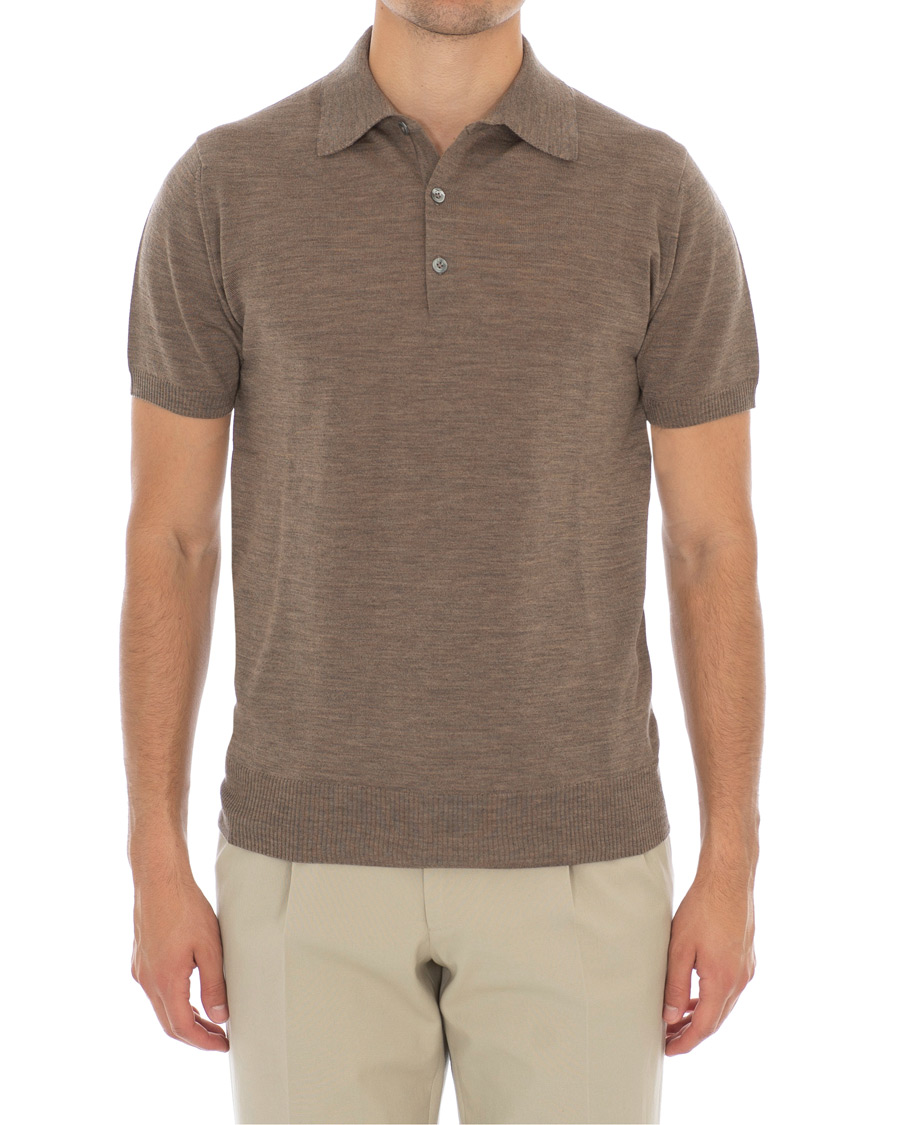 Herr | Pikéer | Morris Heritage | Knitted Short Sleeve Poloshirt Brown