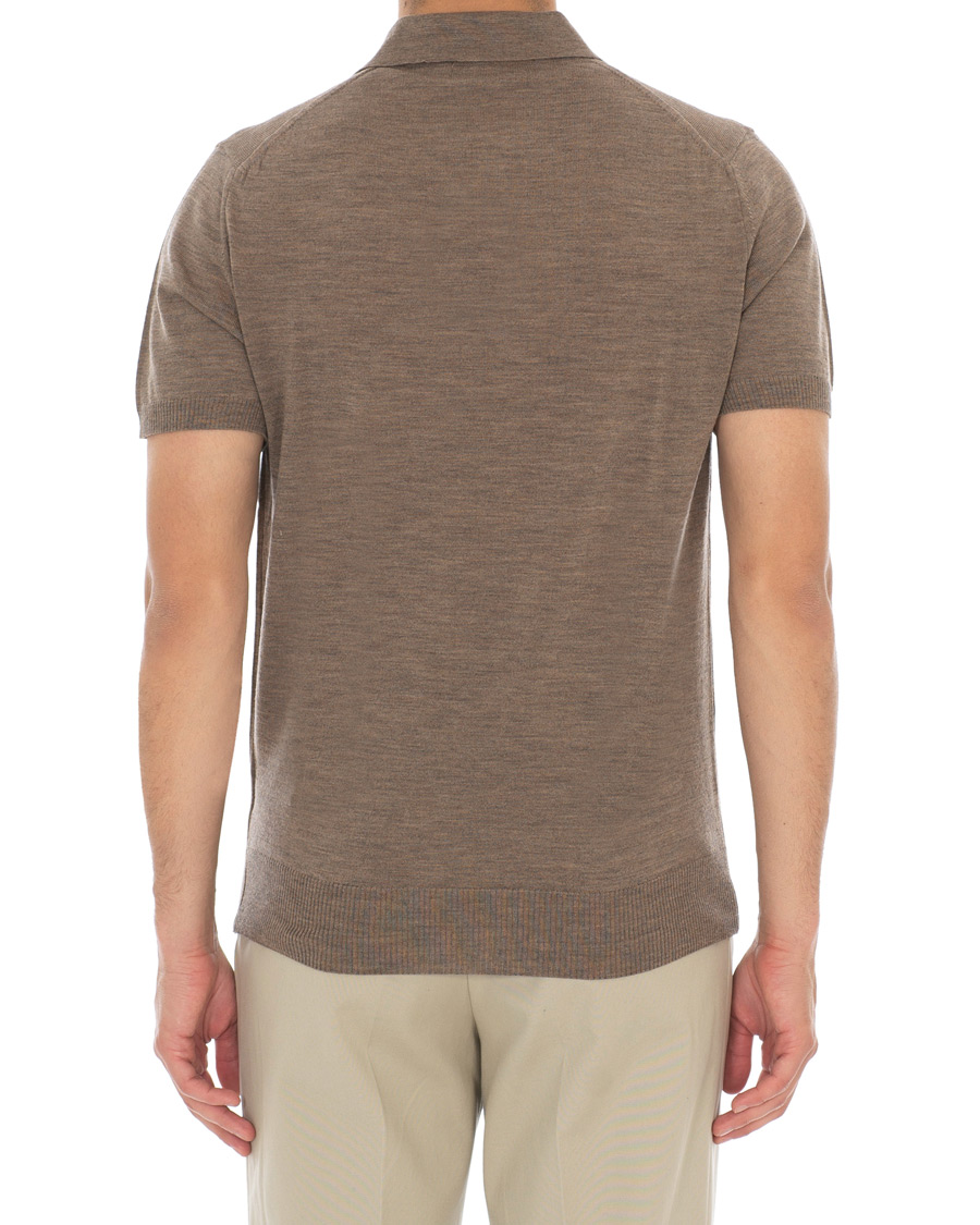 Herr | Pikéer | Morris Heritage | Knitted Short Sleeve Poloshirt Brown