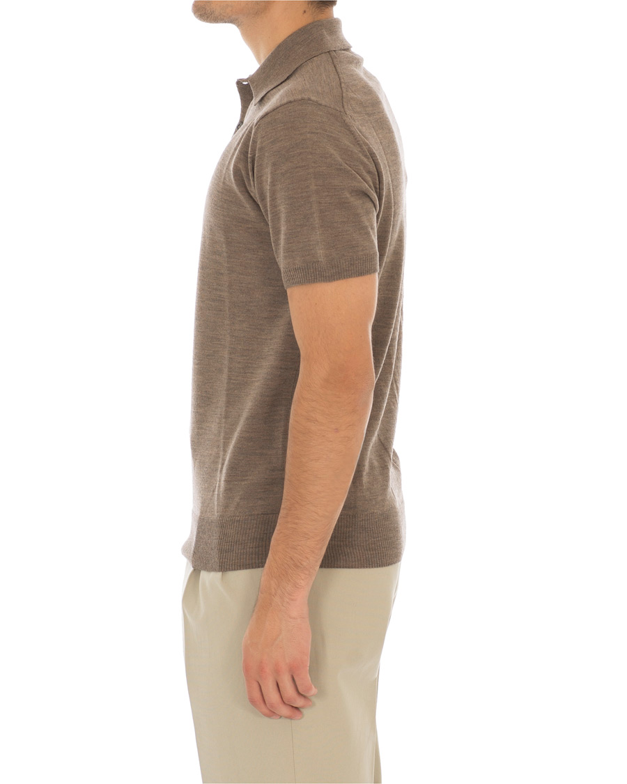 Herr | Pikéer | Morris Heritage | Knitted Short Sleeve Poloshirt Brown