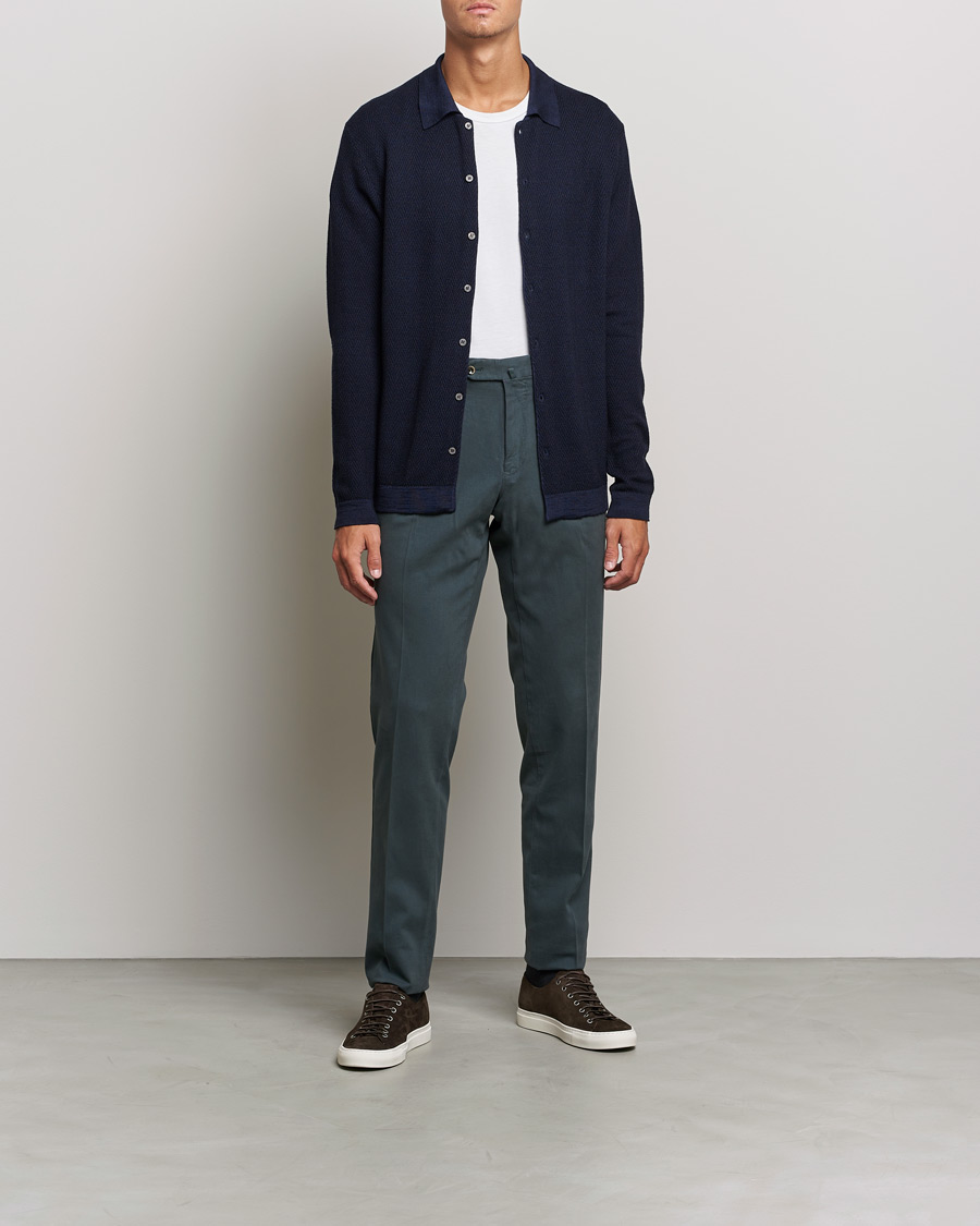 Herr | Tröjor | Altea | Herringbone Wool Shirt Navy