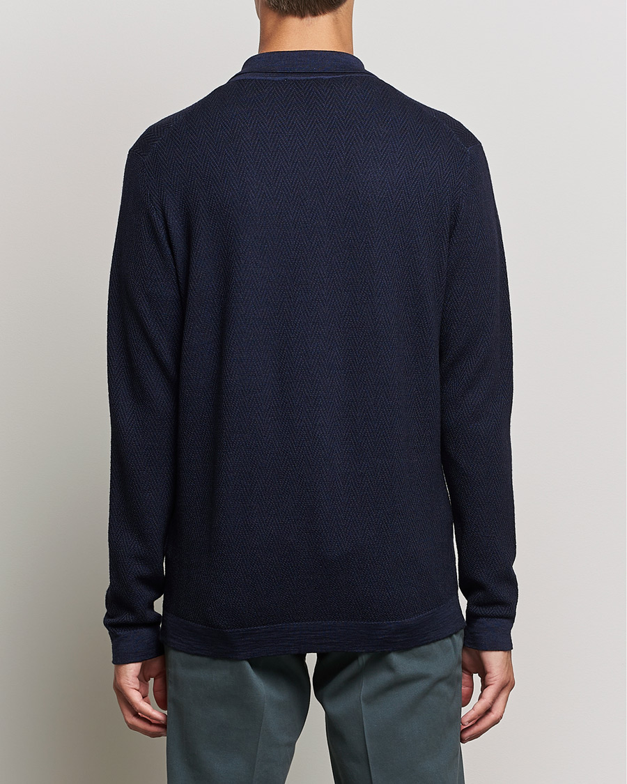 Herr | Tröjor | Altea | Herringbone Wool Shirt Navy