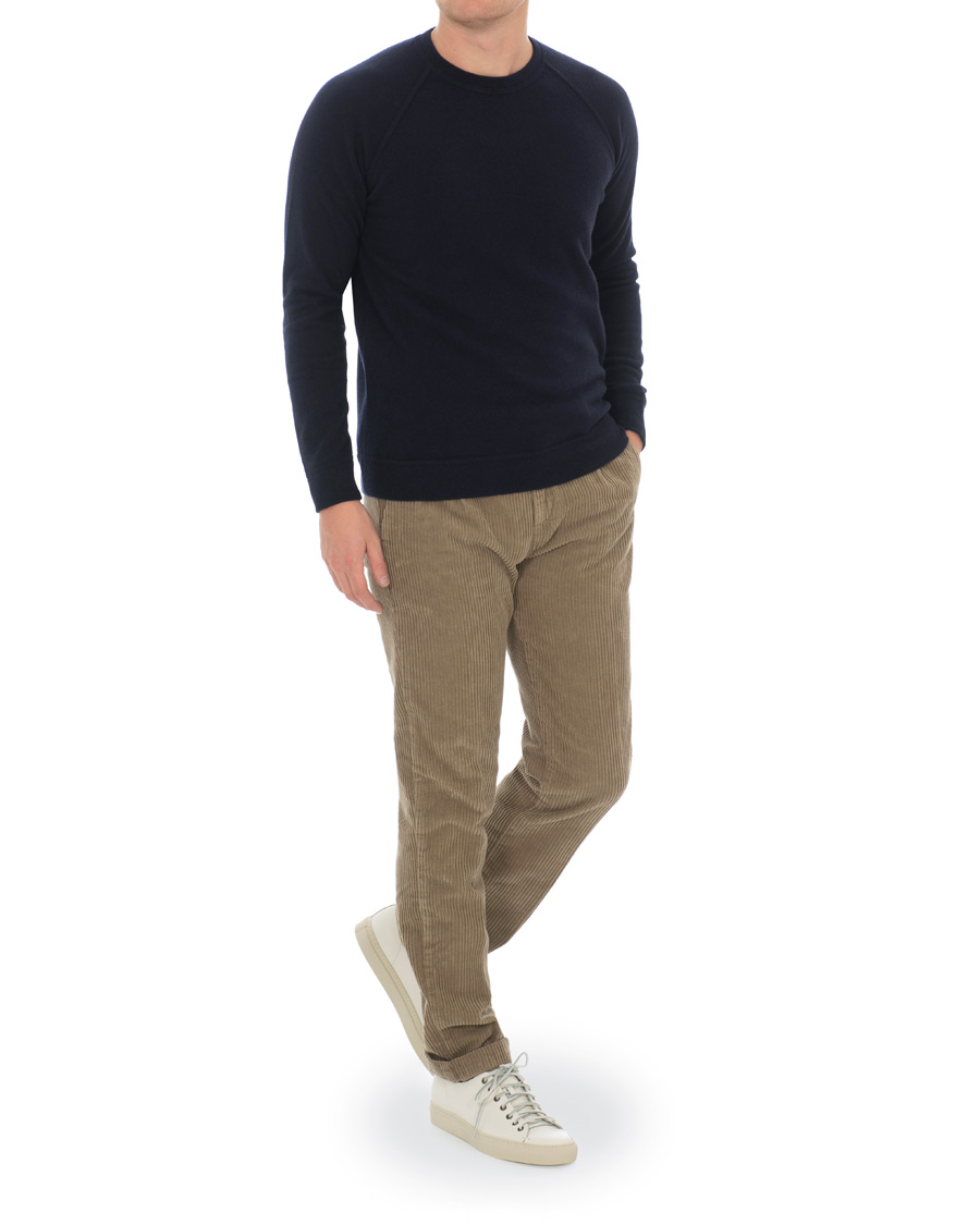Herr | Tröjor | Altea | Brushed Cashmere Blend Sweater Navy S