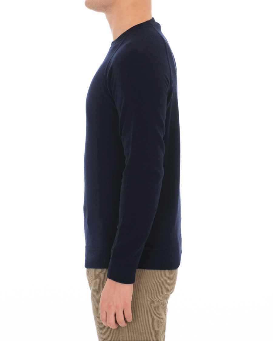 Herr | Tröjor | Altea | Brushed Cashmere Blend Sweater Navy S