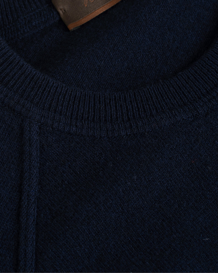 Herr | Tröjor | Altea | Brushed Cashmere Blend Sweater Navy S