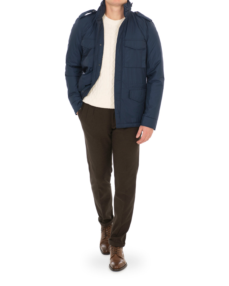 Herr | Jackor | Aspesi | Minifield Wool Lined Field Jacket Dark Blue