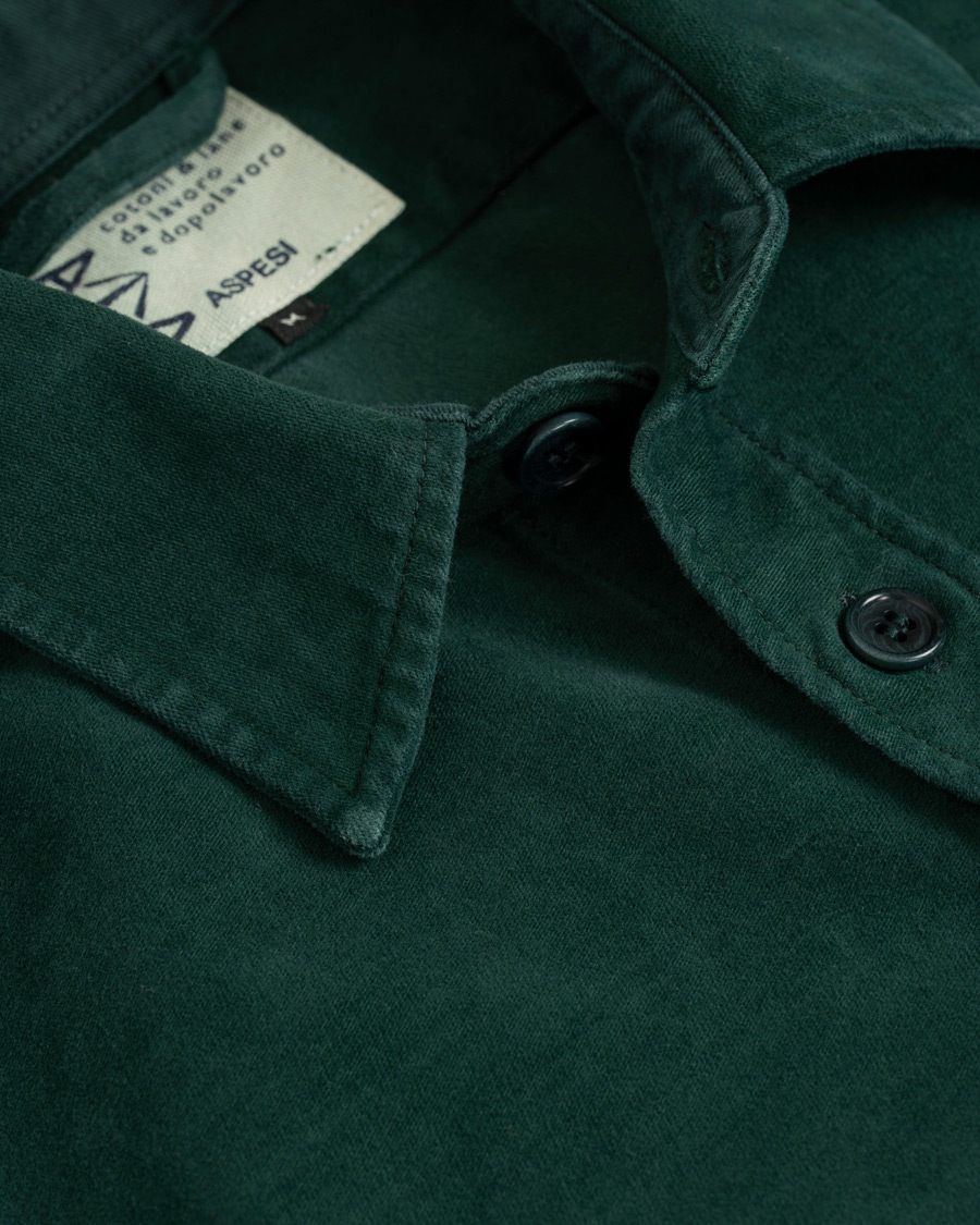Herr | Skjortor | Aspesi | Garment Dyed Cotton Shirt Jacket Dark Green