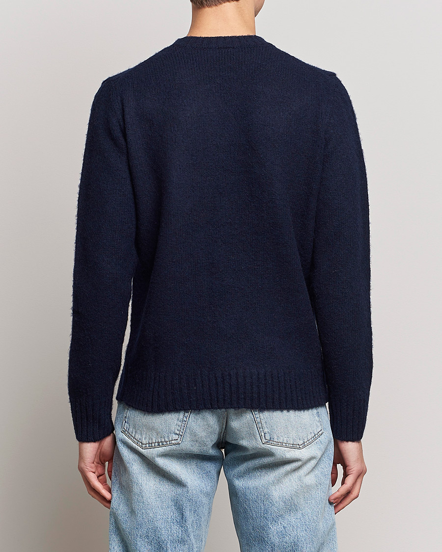 Herr | Tröjor | Aspesi | Brushed Shetland Sweater Navy