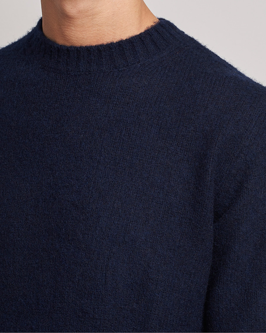 Herr | Tröjor | Aspesi | Brushed Shetland Sweater Navy