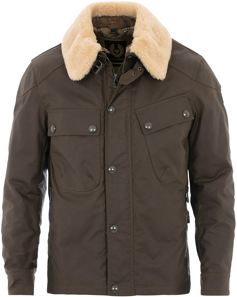 Herr | Jackor | Belstaff | Patrol Shearling Pilot Waxed Jacket Windsor Moss