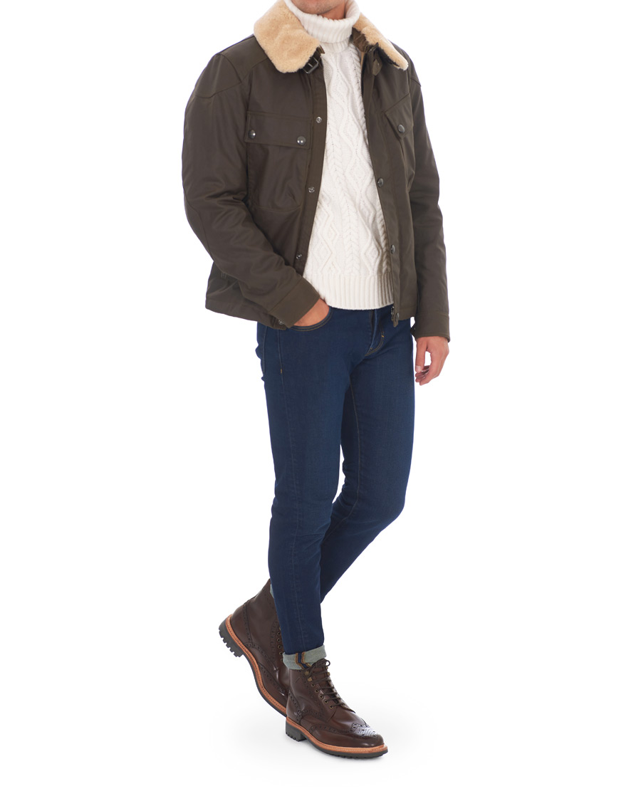 Herr | Jackor | Belstaff | Patrol Shearling Pilot Waxed Jacket Windsor Moss