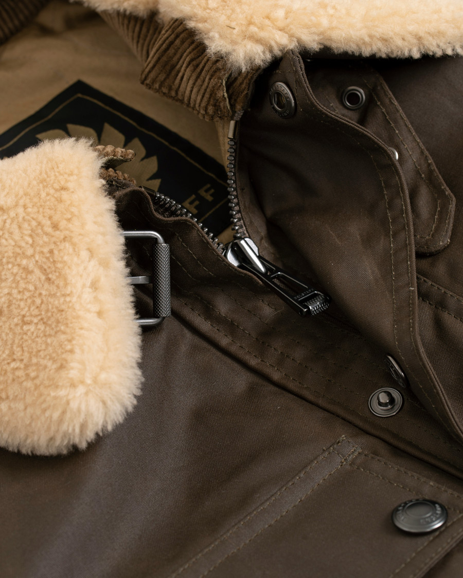 Herr | Jackor | Belstaff | Patrol Shearling Pilot Waxed Jacket Windsor Moss