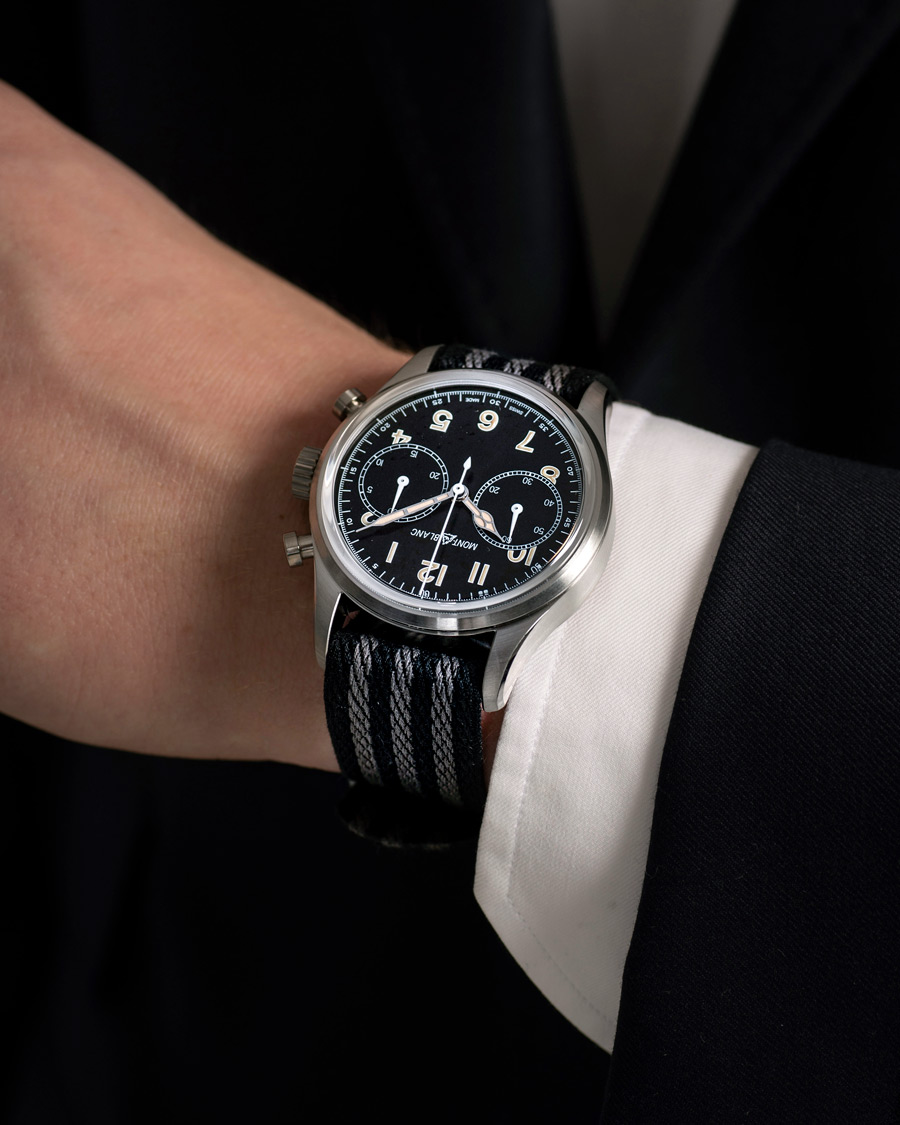 Herr | Fine watches | Montblanc | 1858 Steel Automatic Chronograph 42mm Black Dial